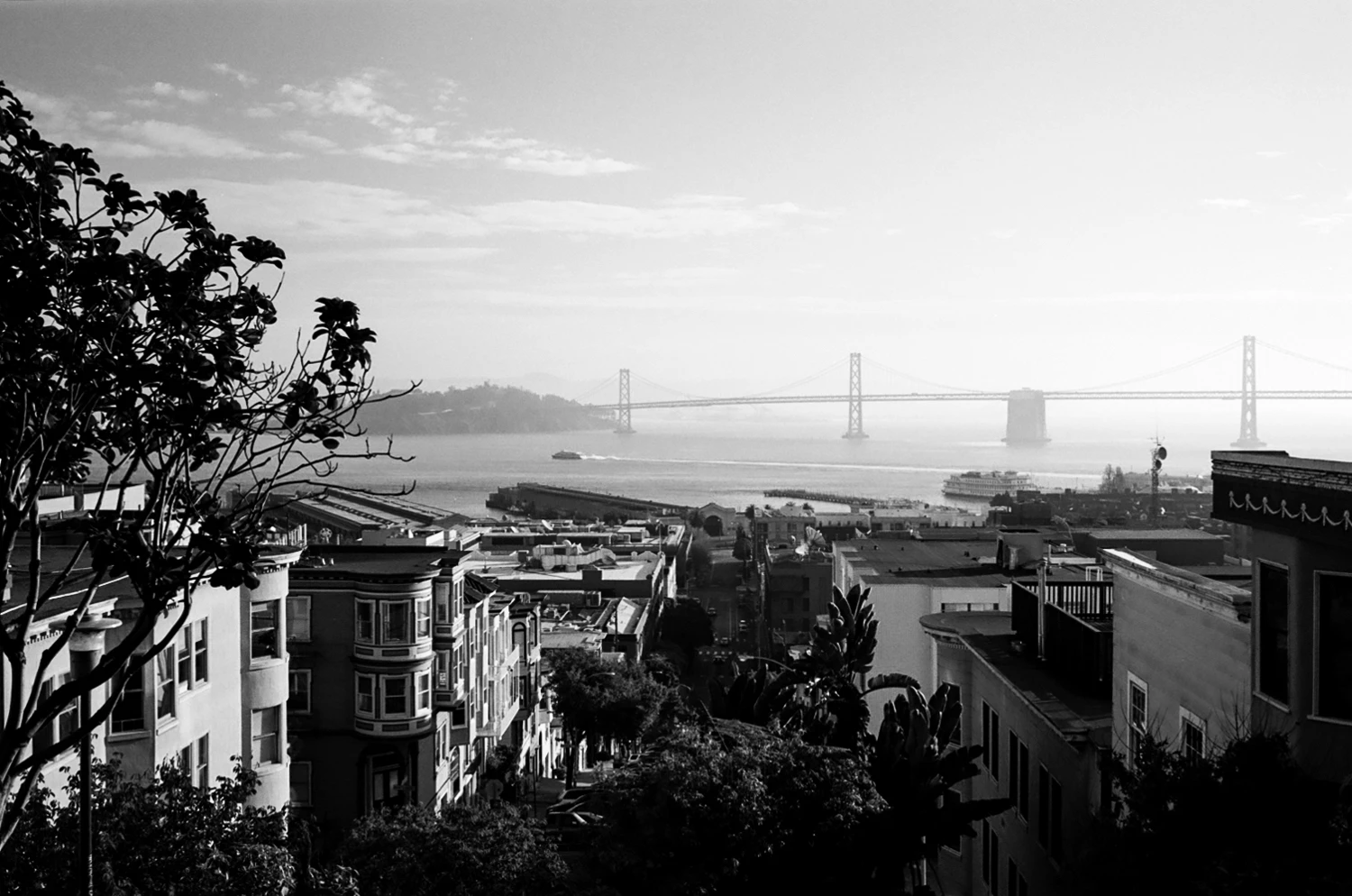 San Francisco Bay bridge shot on Kodak T-Max 400 with a Leica M4-2, by Jordan