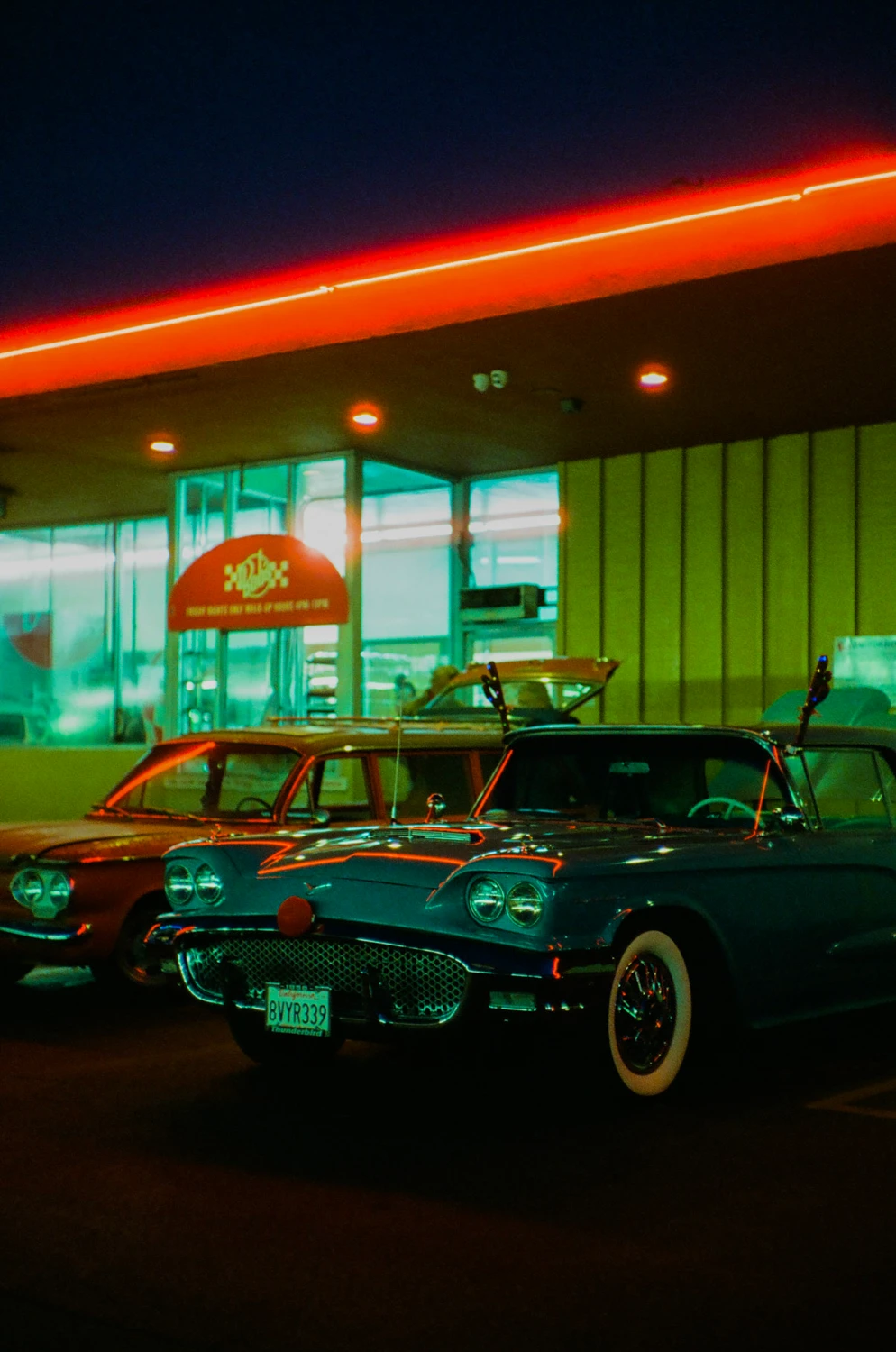 Grandma got run over by a Thunderbird shot on Cinestill 800T with a Nikon S2, by Bruno