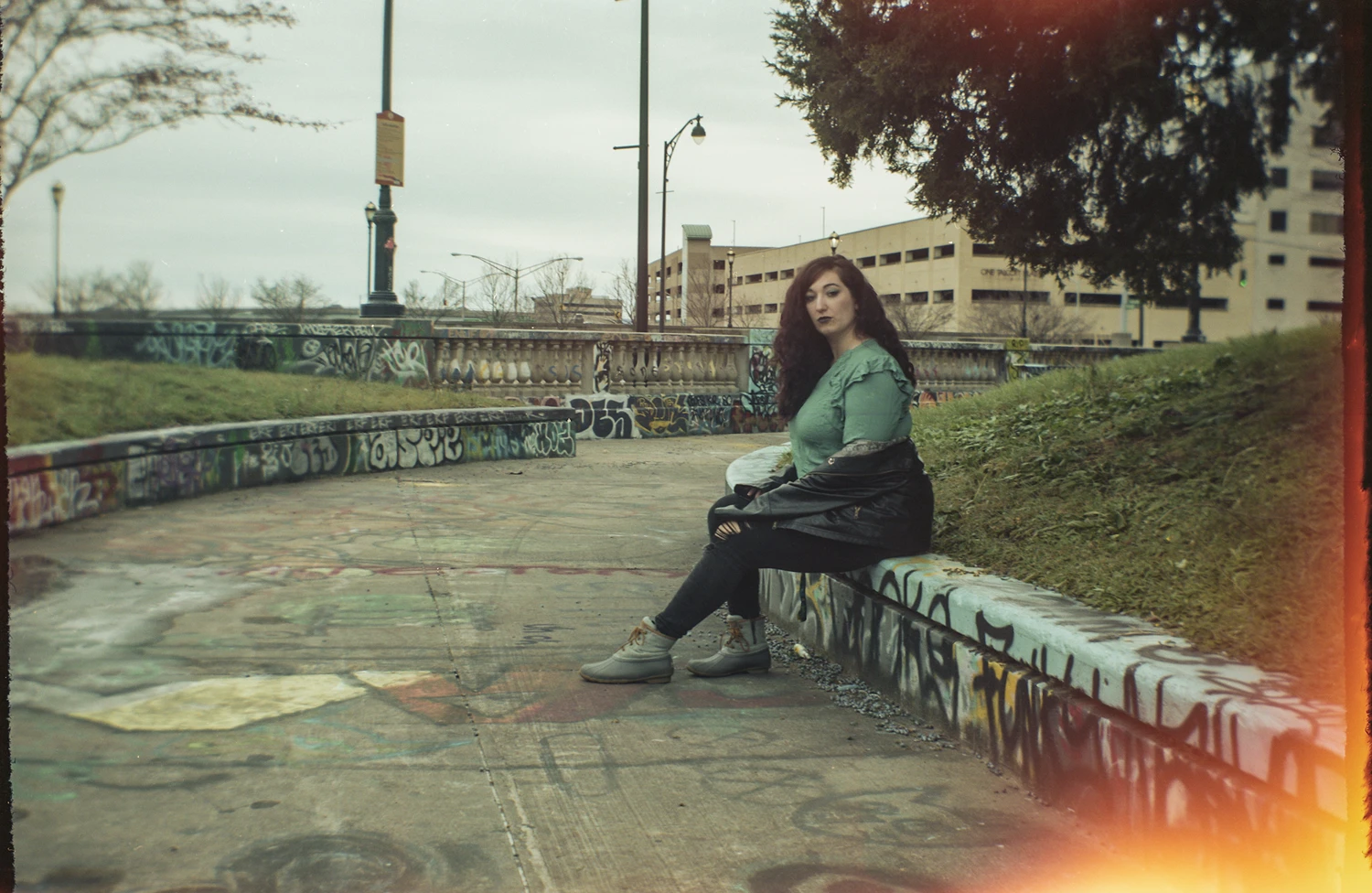 Lizzy at Heaven Skate Park shot on Kodak Ektar 100 with a Kodak Brownie No. 2, by Josh Esan