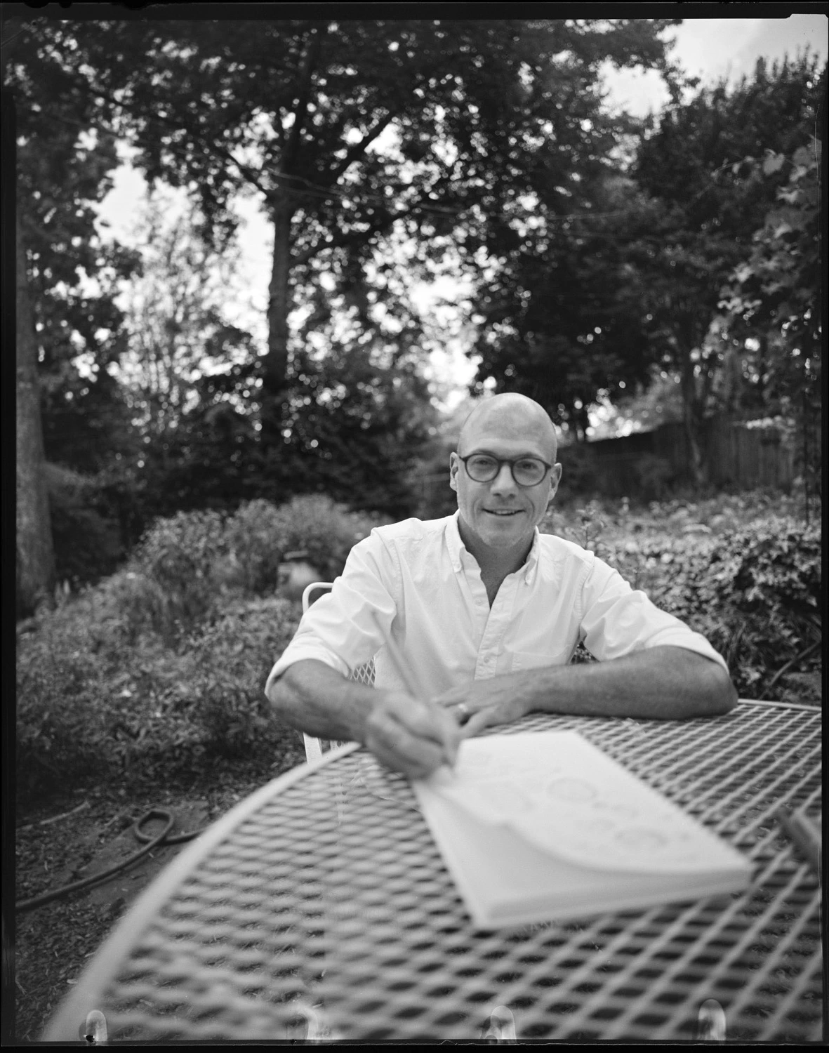 Josh drawing shot on Ilford HP5 Plus 400 with a WillTravel 8x10, by Cary Norton