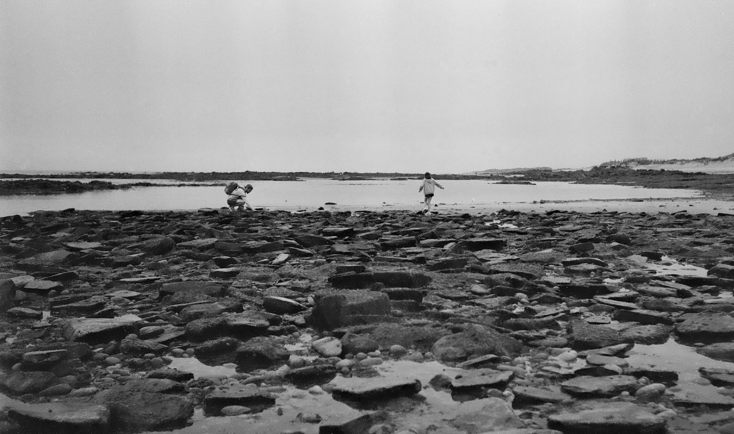 Playing on the beach shot on Orwo N75 with a Agfa 1535, by lleandro