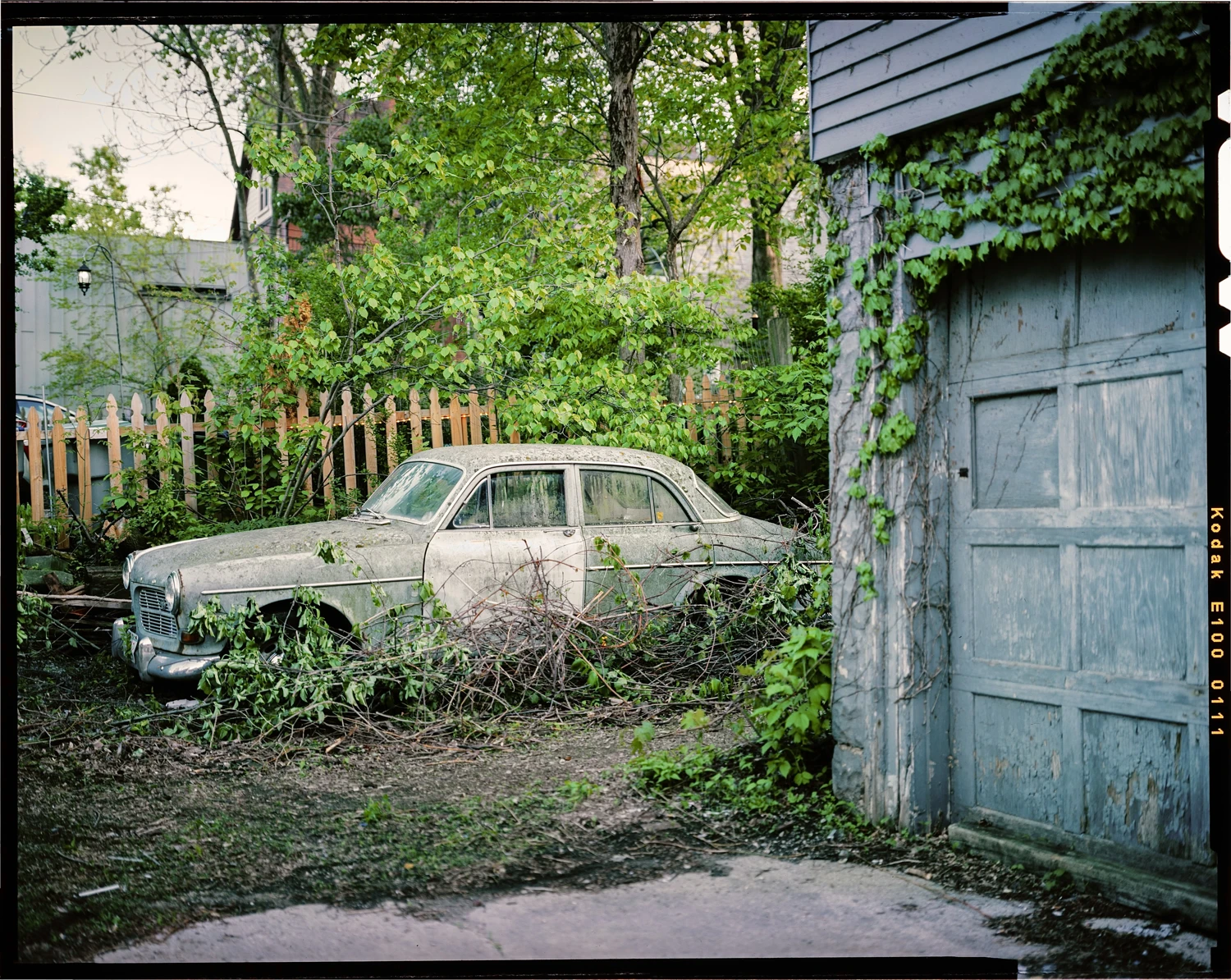 Volvo Amazon shot on Kodak Ektachrome E100 with a Graflex Anniversary Speed Graphic, by Jackie
