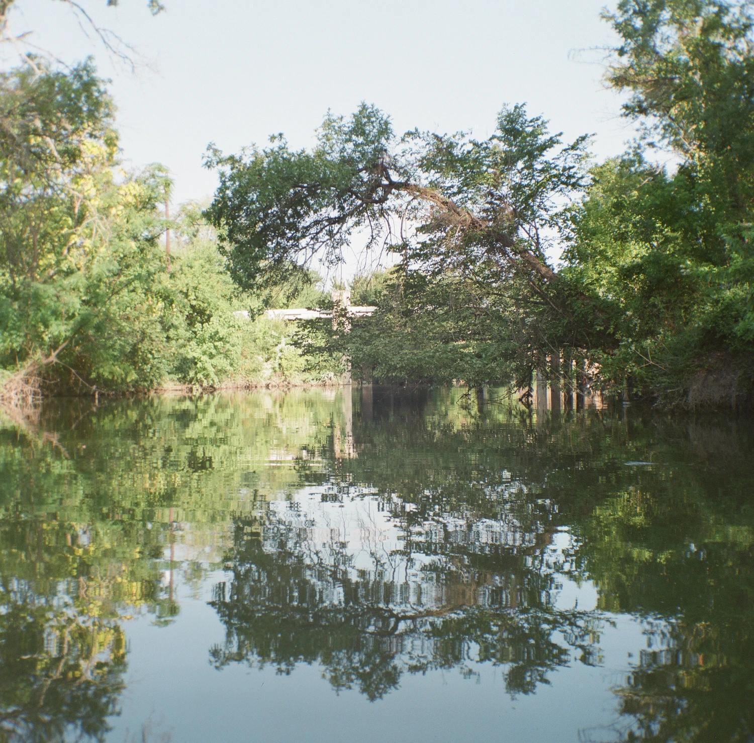 Paddling White Rock Creek 1 shot on Fujifilm Pro 400H with a Kodak Brownie Hawkeye Flash, by Colby Howe