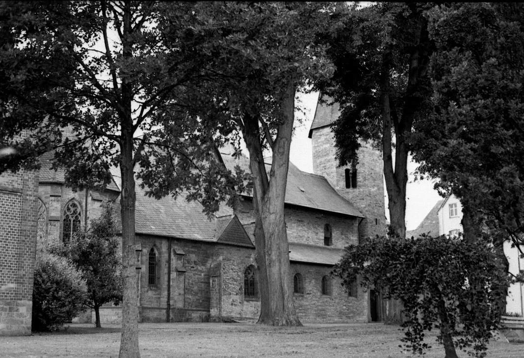 Pilgrimage church in Verne (Germany) shot on Agfa APX 100 with a Konica FT-1, by Juergen Niebecker