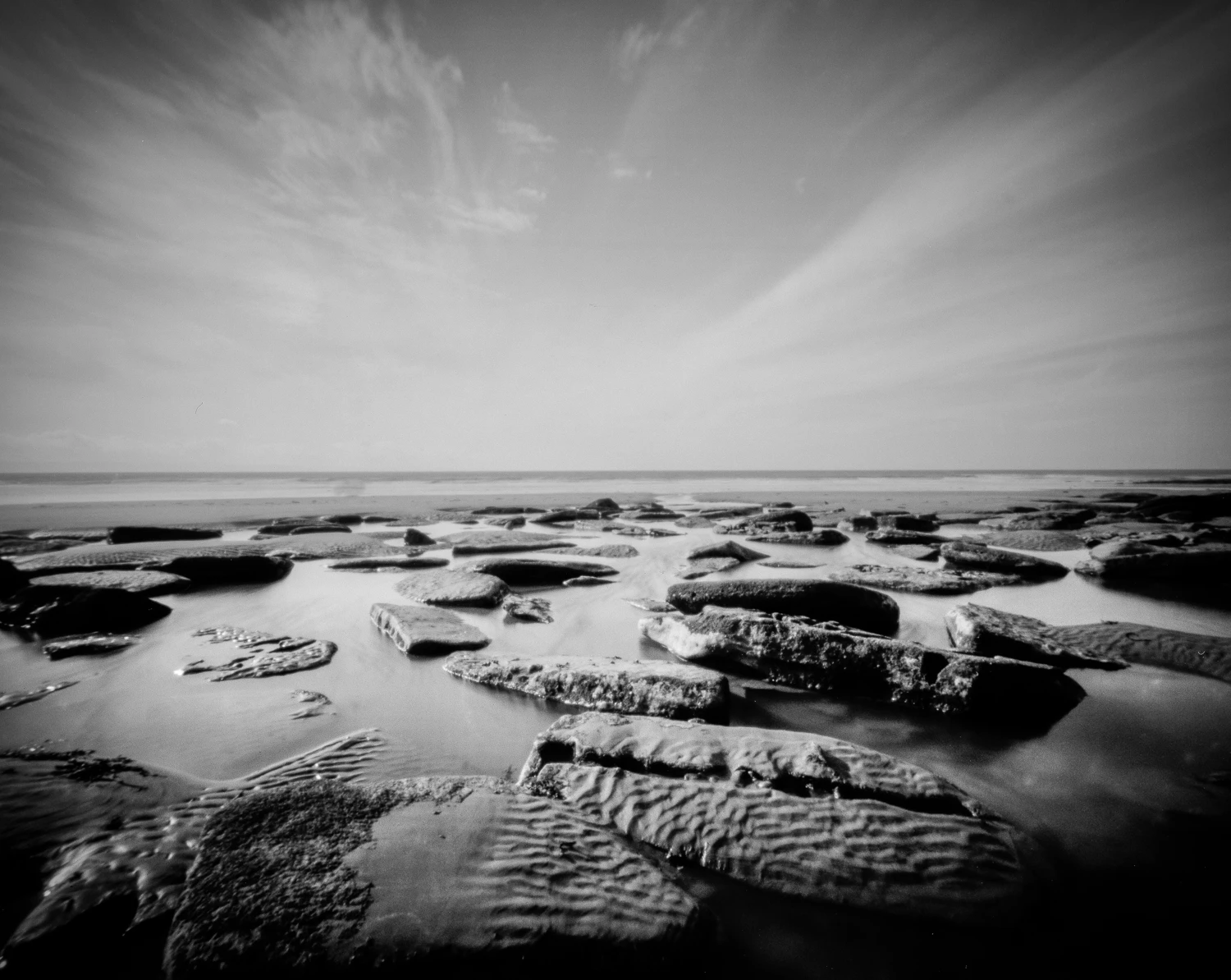 Dunraven Bay shot on Foma Fomapan 200 Creative with a Harman Titan 4x5 Pinhole Camera, by Richard Vialet, ASC